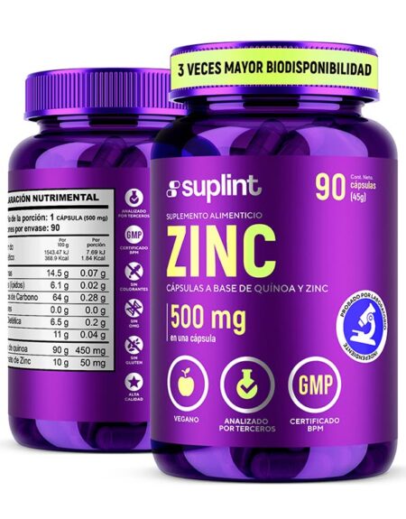 Biotina, 60 cápsulas de 500 mg - zinc