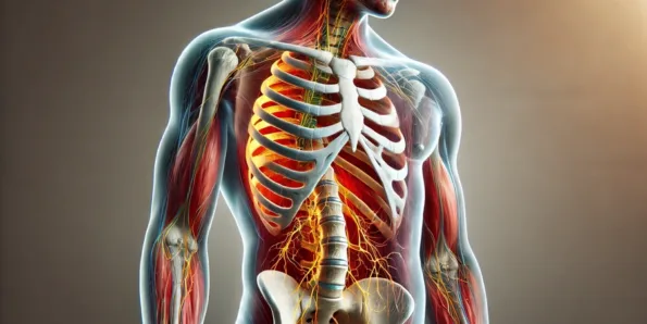 Formas de mejorar la salud ósea - DALL·E A realistic image of the human body with healthy bones visible inside illustrating the concept of improving bone health The body should be shown fro ( )