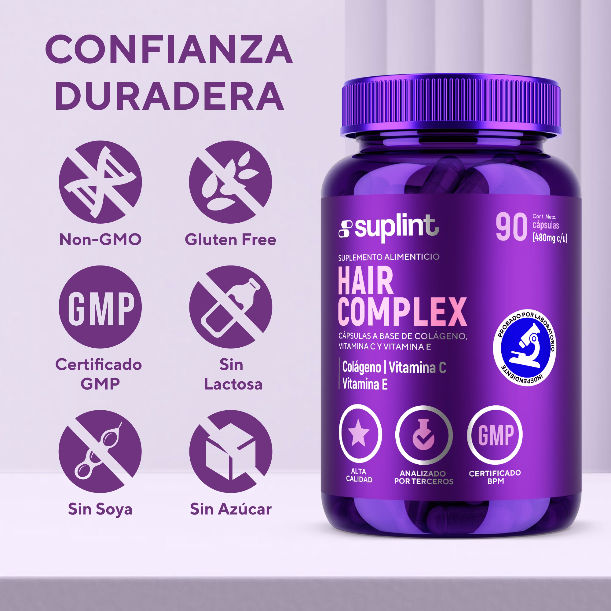 Complejo Vitaminas para el Cabello, 90 cápsulas - image Complejo Vitaminas para el Cabello, 90 cápsulas - image